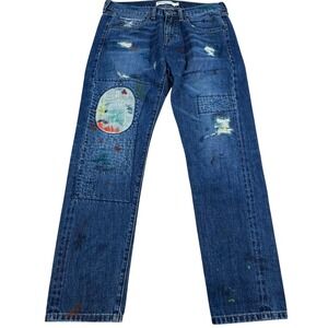 Y2K Artisan De Luxe Paint Splatter Patchwork Selvage Jeans Women's 27 Boho